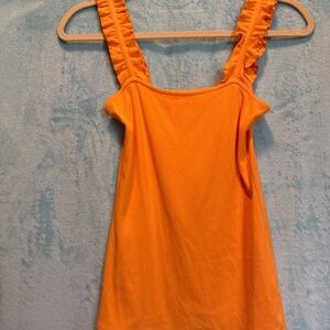 Vibrant Orange Ruffled Tank Top